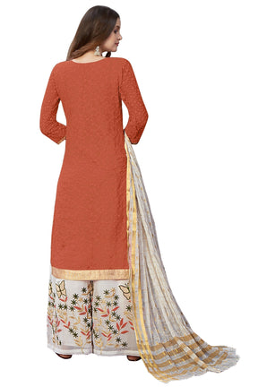 Georgette With Heavy Emroidory Work Semi-Stitched Designer Gown Suit