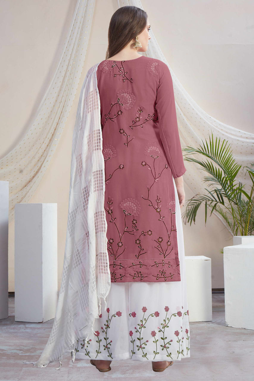 Fancy Georgette With Soft Silk Inner Semi-Stitched Designer Gown Suit HF1161-3