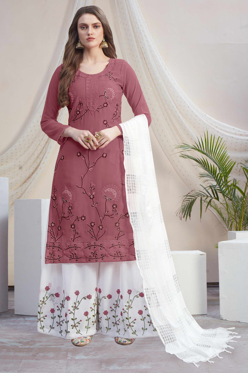 Fancy Georgette With Soft Silk Inner Semi-Stitched Designer Gown Suit HF1161-3