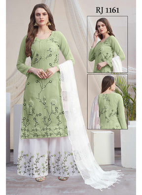 Fancy Georgette With Soft Silk Inner Semi-Stitched Designer Gown Suit HF1161-4