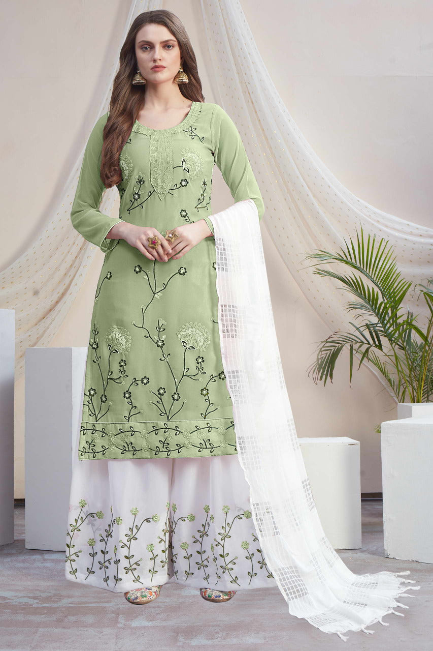 Fancy Georgette With Soft Silk Inner Semi-Stitched Designer Gown Suit HF1161-4