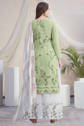 Fancy Georgette With Soft Silk Inner Semi-Stitched Designer Gown Suit HF1161-4