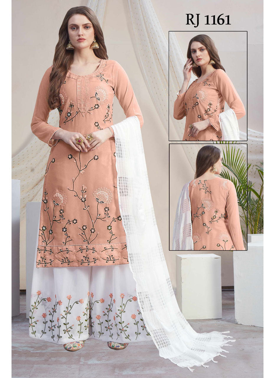 Fancy Georgette With Soft Silk Inner Semi-Stitched Designer Gown Suit HF1161-5