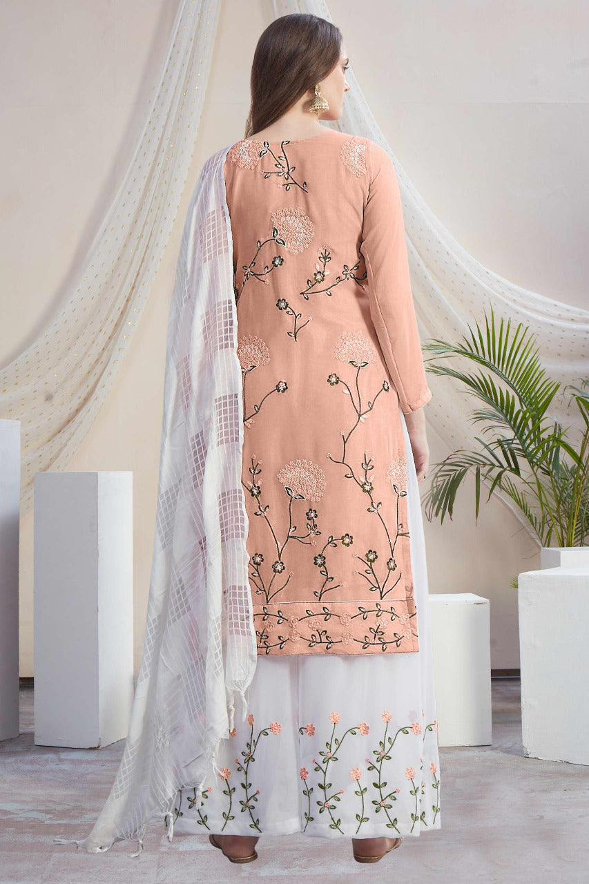 Fancy Georgette With Soft Silk Inner Semi-Stitched Designer Gown Suit HF1161-5