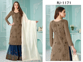 Fancy Georgette With Soft Silk Inner Semi-Stitched Designer Gown Suit