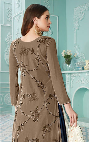 Fancy Georgette With Soft Silk Inner Semi-Stitched Designer Gown Suit