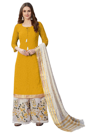 Beautiful Georgette With Heavy Emroidory Work Designer Suit