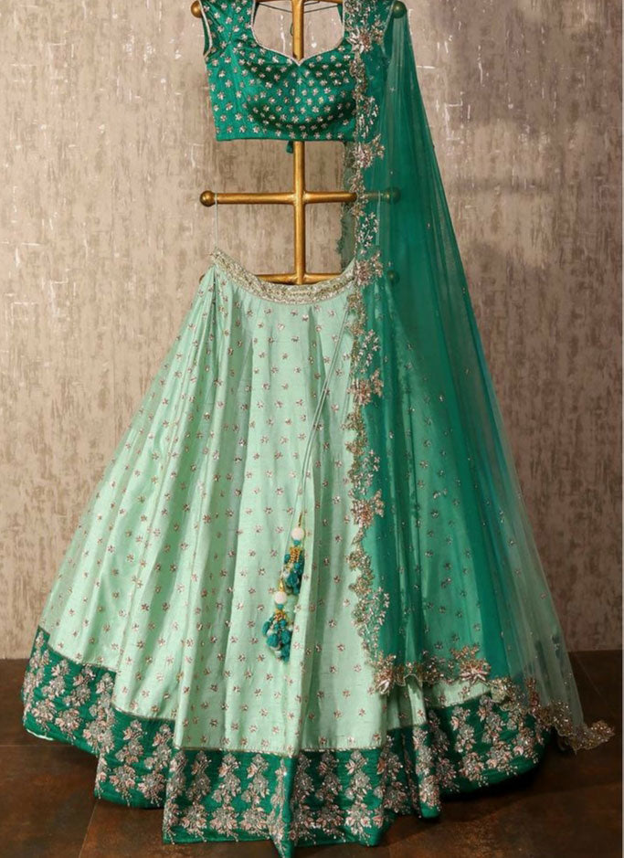 Pista Wedding Wear Embroidery Bridesmaid Lehengas BI 25