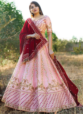 Pink Fancy Floral with Embroidery Work New Stylish Bridesmaid Lehengas BI 66