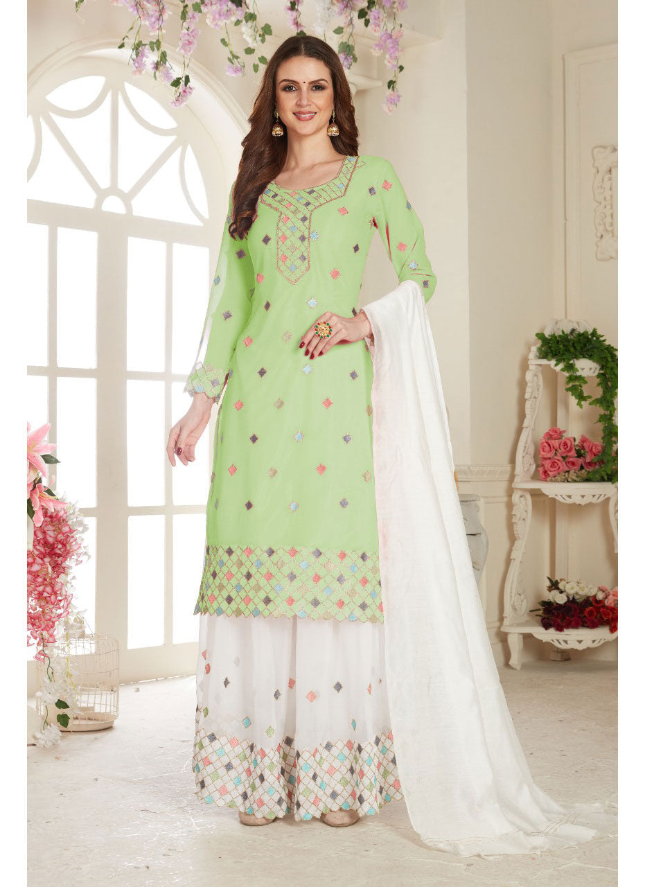 Fancy Lifestyle Net With Soft Silk Inner Semi-Stitched Designer Gown Suit HF1138-4