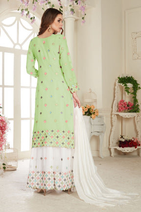 Fancy Lifestyle Net With Soft Silk Inner Semi-Stitched Designer Gown Suit HF1138-4