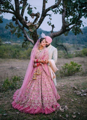 Pink Color Wedding Bridal Lehengas Choli HLC 10