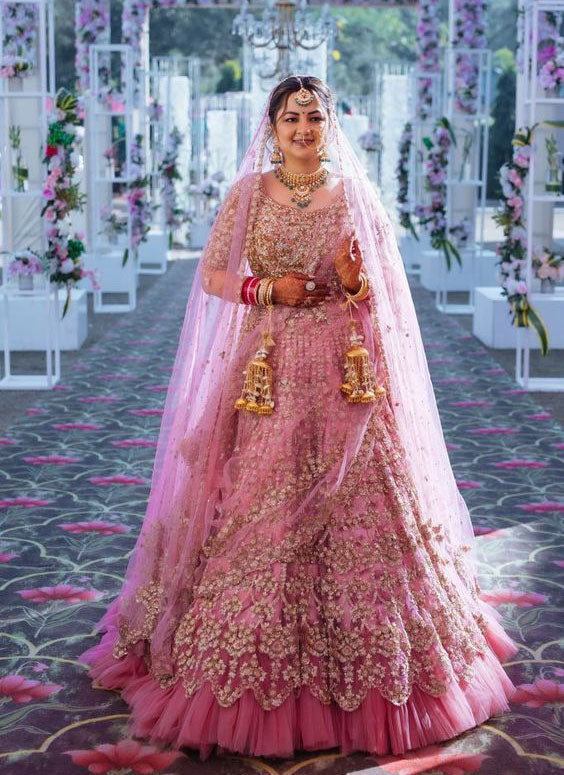 Pink Color Wedding Bridal Lehengas Choli HLC 10