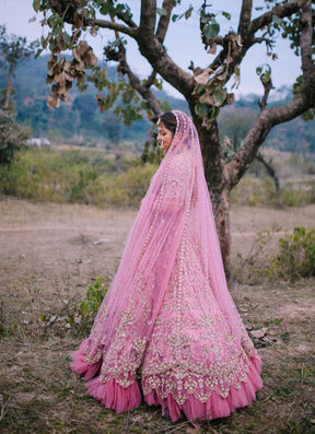 Pink Color Wedding Bridal Lehengas Choli HLC 10