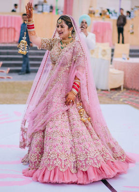 Pink Color Wedding Bridal Lehengas Choli HLC 10