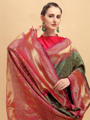 Green Designer Ethnic Wear Lichi Silk Saree