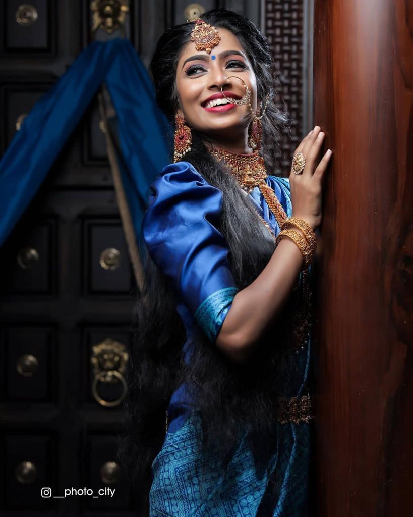 Blue Traditional Bridal Wear Banarasi Saree