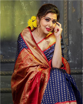 Blue Attractive Traditional Lichi Silk Bridal Wear Banarsi Designer Saree