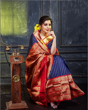 Blue Attractive Traditional Lichi Silk Bridal Wear Banarsi Designer Saree