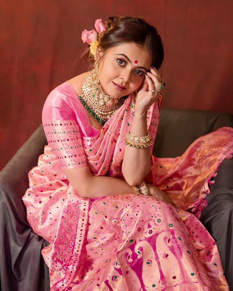 Pink Color Latest Soft Banarasi Silk Saree for Wedding Wear