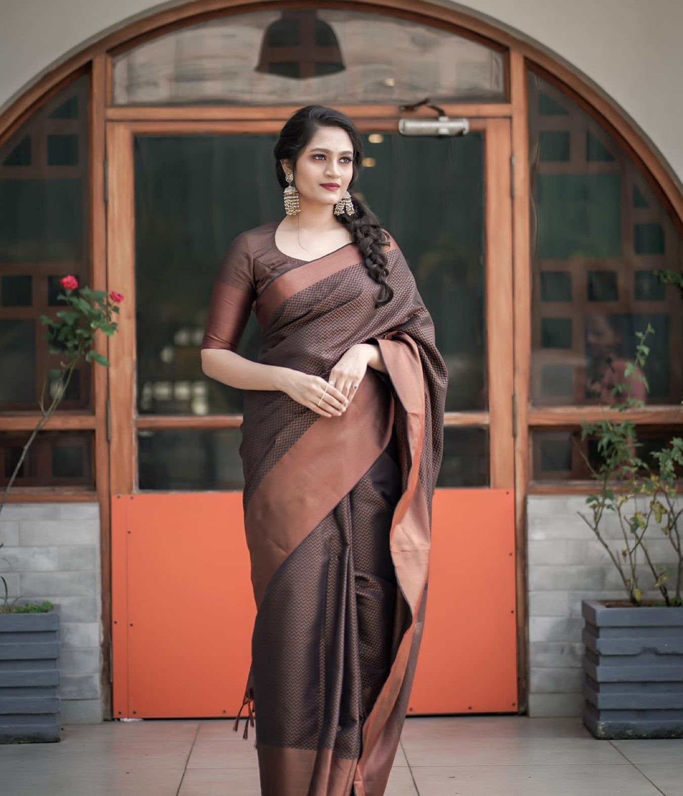 Coffy Traditional Lichi Silk Bridal Wear Banarasi Designer Saree