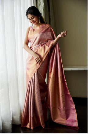 Sai Pallavi in Traditional Peach Colour Soft Lichi Silk Saree