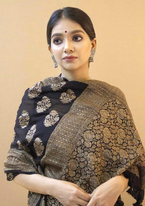 New Black Designer Ethnic Wear Lichi Silk Saree