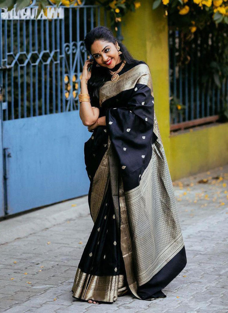 Black Traditional Bridal Wear Soft Silk Banarasi Patola Saree