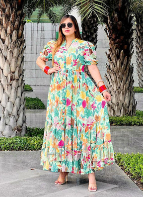 Multi Colour Women Charming Ethnic Printed Gown