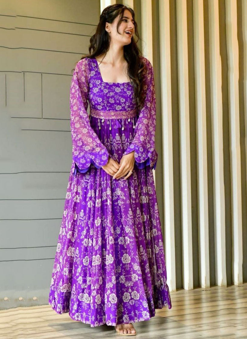 Wine Color Charming Ethnic Gown