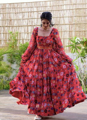 Women Charming Ethnic Red Gown