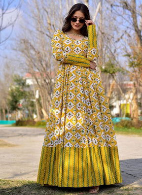 Yellow Motifs Gown for Any Occasion