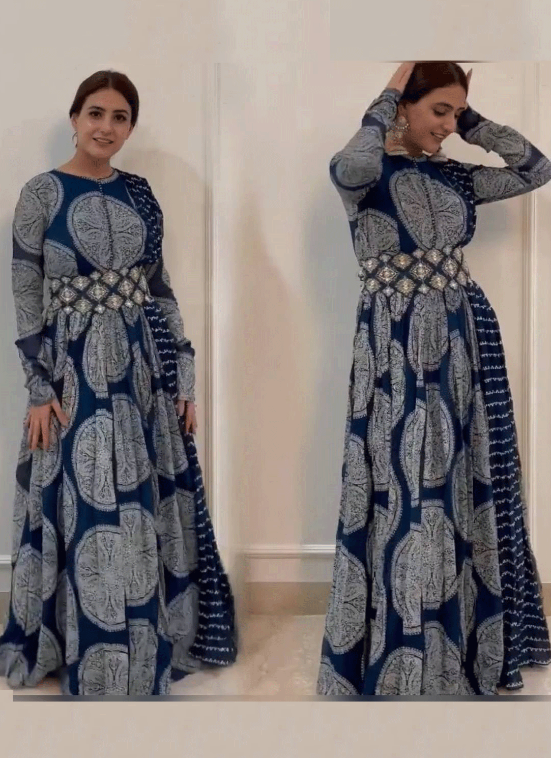 Blue Women Charming Ethnic  Motifs Gown for Days SI1027