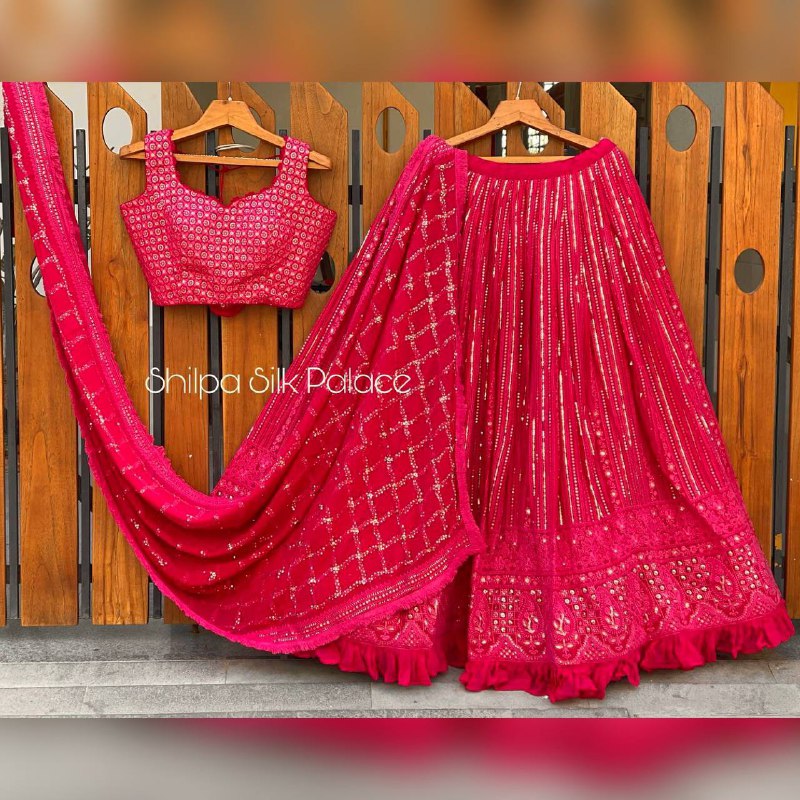 Rani Pink Colored Attractive Party Wear Lehenga Choli With Embroidery Work SI 1048 Rani Pink