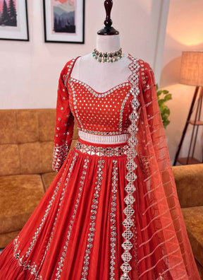 Red Colour Embroidered Attractive Party Wear Lehenga choli SI 1051