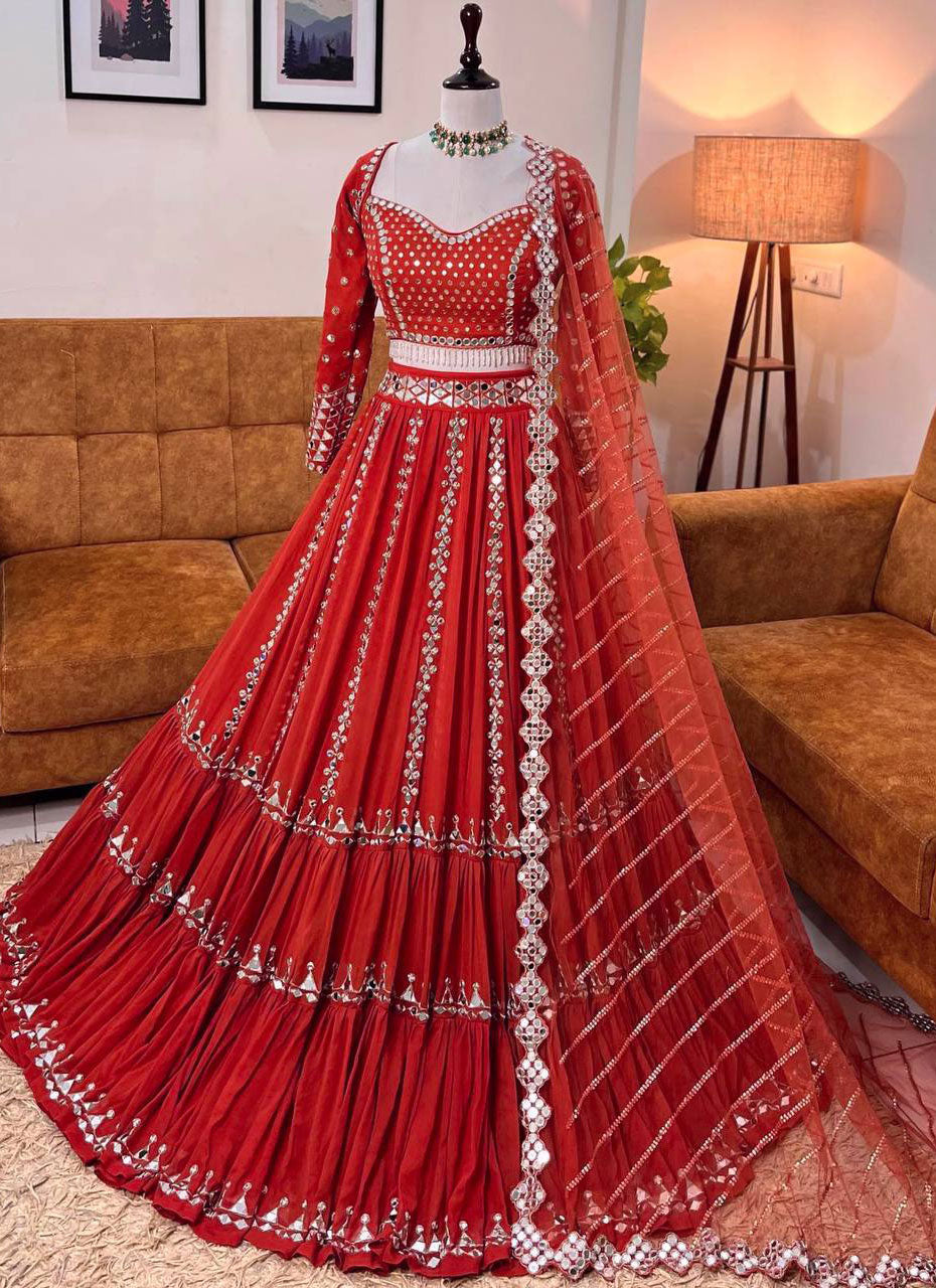 Red Colour Embroidered Attractive Party Wear Lehenga choli SI 1051