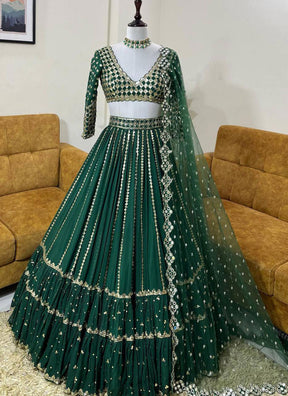 Green Colour Embroidered Attractive Party Wear Lehenga choli SI 1052