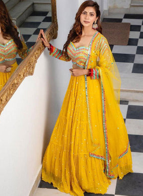 Yellow Embroidered Attractive Party Wear Lehenga Choli SI 223