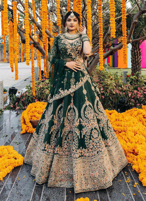 Dusty Green Colored Attractive Party Wear Lehenga Choli With Embroidery Work SI 503