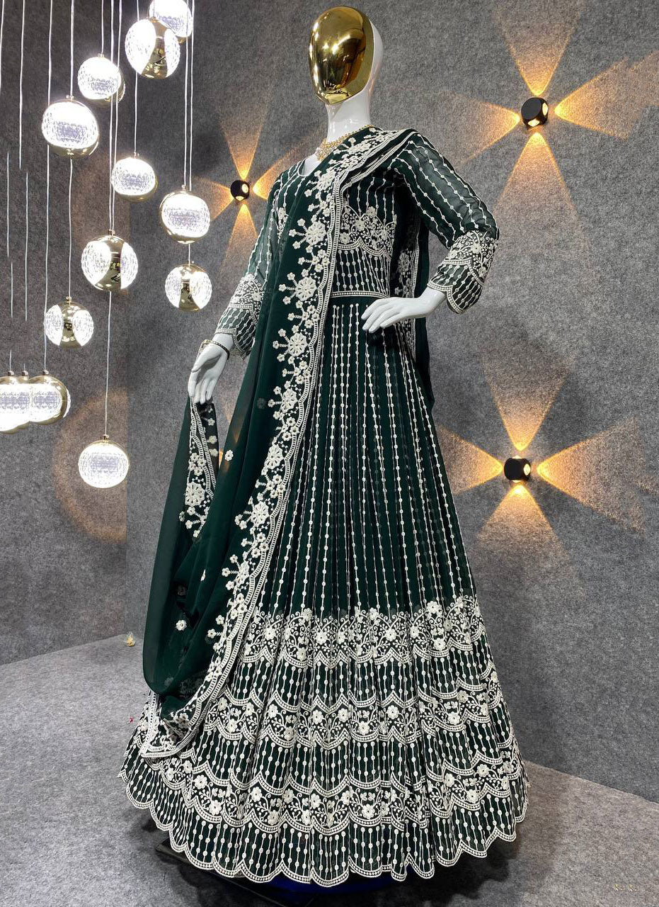 Green Charming Ethnic Gown for Women