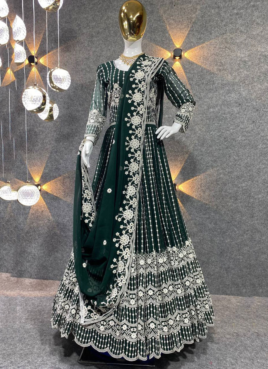 Green Charming Ethnic Gown for Women