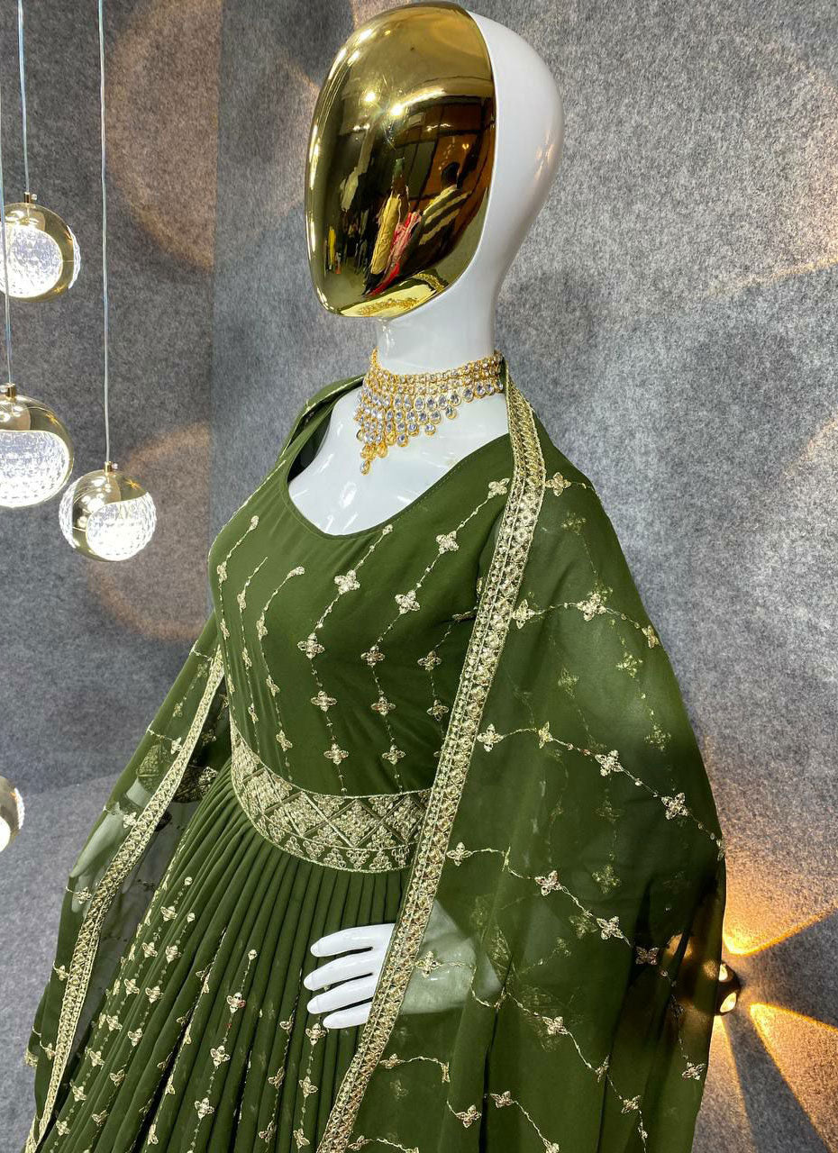 Green Women Charming Ethnic Wear Gown for Days