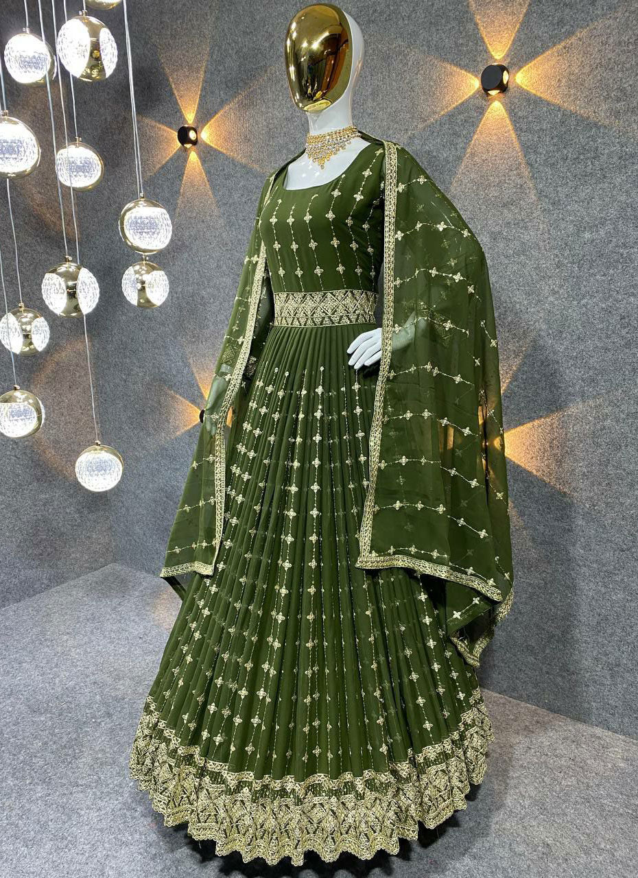 Green Women Charming Ethnic Wear Gown for Days