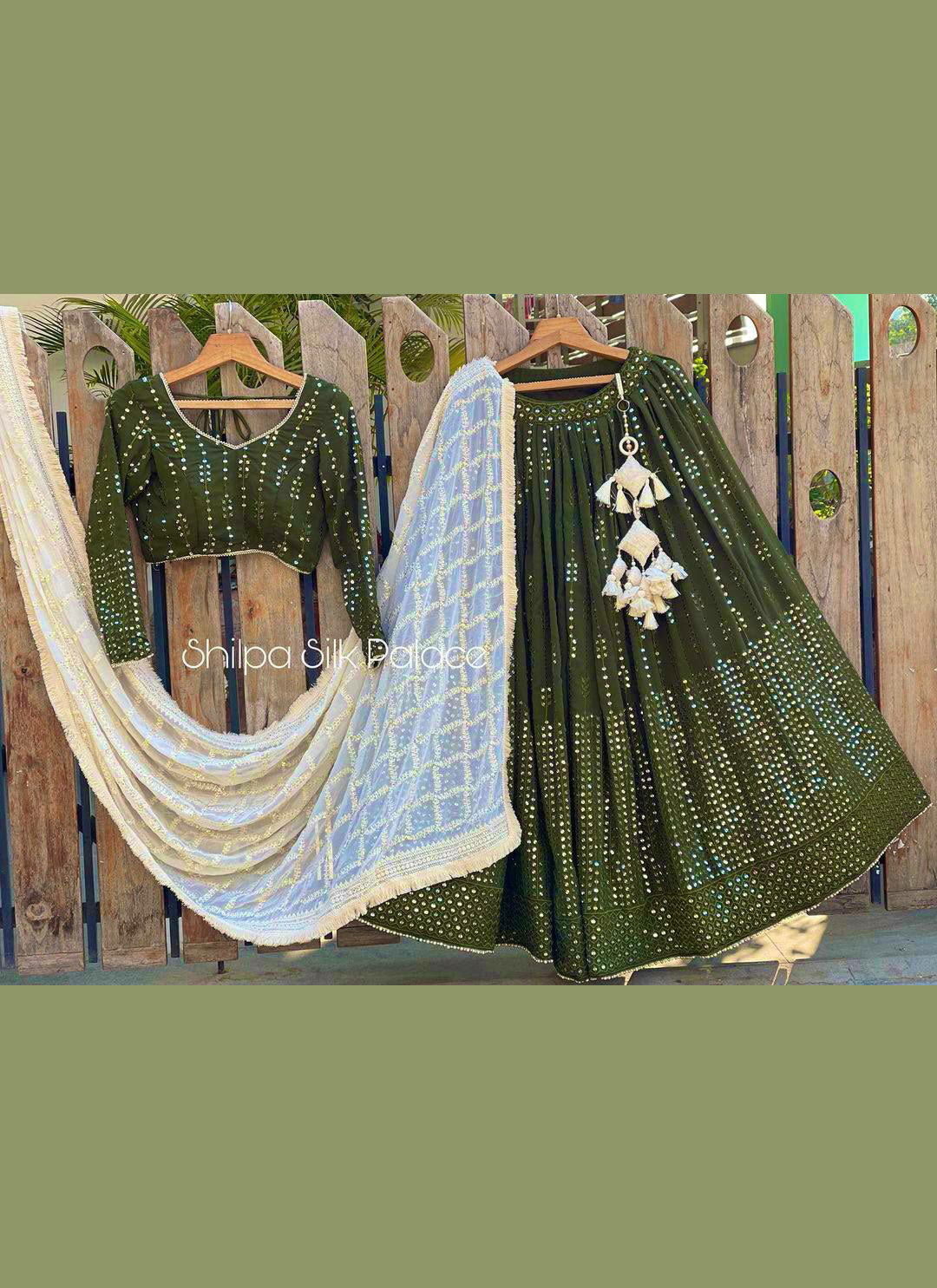 Mehndi Green Colour Designer Partywear Embroidered Work Bridesmaid Lehengas SI 520