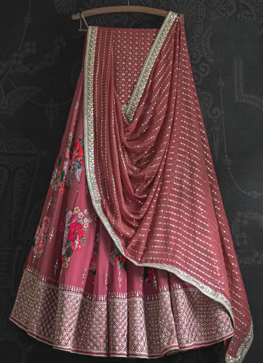 Pink Colored Attractive Party Wear Lehenga Choli With Embroidery Work SI 551