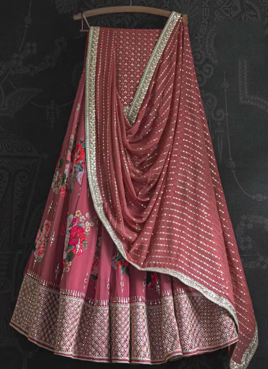 Pink Colored Attractive Party Wear Lehenga Choli With Embroidery Work SI 551