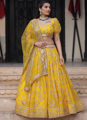 Yellow Colour Embroidered Attractive Party Wear Lehenga Choli SI 1065