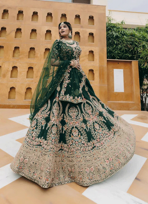 Dusty Green Colored Attractive Party Wear Lehenga Choli With Embroidery Work SI 503