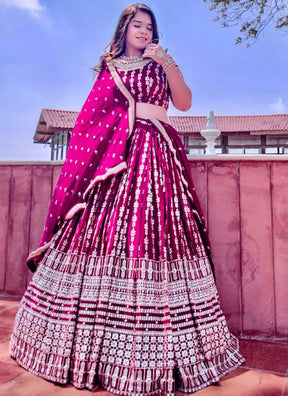 Rani Pink Designer Partywear Embroidered Work Bridesmaid Lehenga choli SI 1085