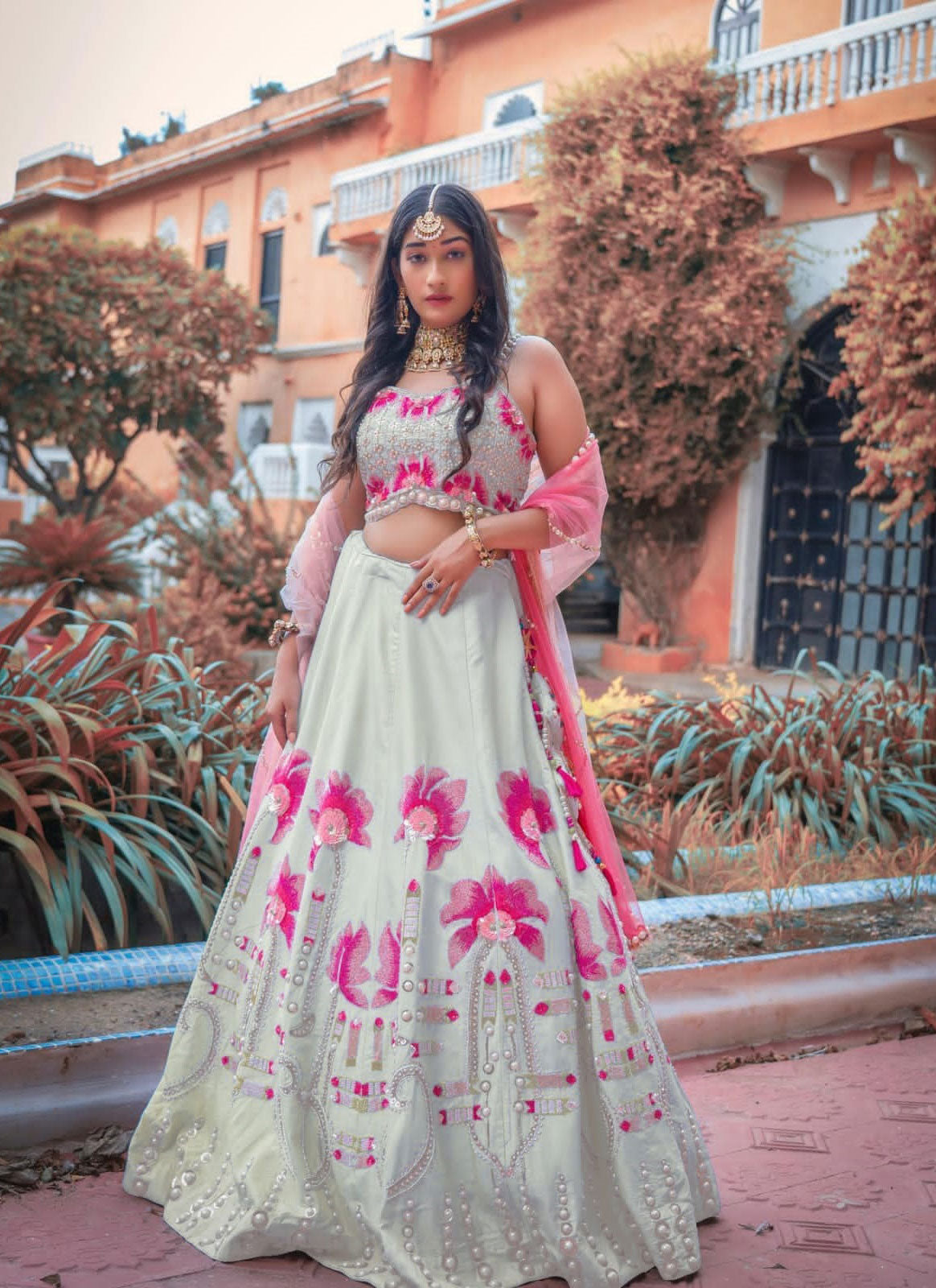 Mint Pista Colored Attractive Party Wear Lehenga Choli With Emrboidery Work AS 68